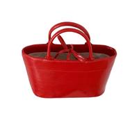 FHGSPQWM Bolso de compras coreano de piel sintética de gran capacidad para mujer, elegante, cierre de corbata, bolso de mano de color para viajes, fiestas, bolso de mano de piel sintética, Red