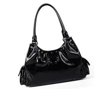 FHGSPQWM Bolso de hombro con diseño de asa de amor, estilo coreano, piel sintética, práctica, construcción espaciosa, interior informal o de graduación, elegante bolsa de hombro para uso diario, Black