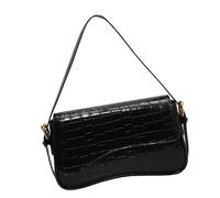 FHGSPQWM Bolso simple para mujer, con asa superior, piel sintética, axila, retro, bolso de mano, bolso de mano, para otoño, axilas, a la moda, Black
