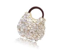 FHGSPQWM Bolsos pequeños hoboes con asa superior, bolso de mano con cuentas de concha, bolso de noche para mujer, bolso de mano con cuentas de concha, Carcasa de doble cara, Small