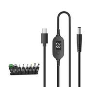 FHGSPQWM Cable de voltaje ajustable tipo C a DC5525 con pantalla digital con múltiples ajustes de 5 V a 28 V para cable de alimentación múltiple electrónico