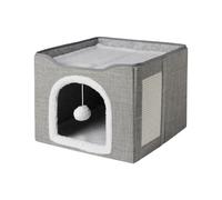 FHGSPQWM Casa plegable para gatos con almohadilla, diseño de doble nivel, cama de cueva para gatitos juguetones, lugar de dormir interior, ahorro de espacio, casa plegable para gatos con almohadilla