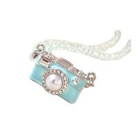FHGSPQWM Collar con colgante de cámara con cuentas de cristal de 45 cm, cadena ajustable para mujer, elegante, joyería de clavícula, regalo único con dije de cámara