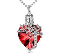 FHGSPQWM Collar de cenizas de acero inoxidable para conmemoración de cremación con diseño de corazón de árbol enredado y cierre de tornillo de sellado con corazón de árbol enredado y cierre de sellado