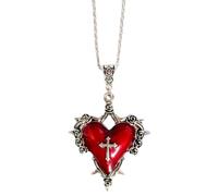 FHGSPQWM Collar de corazón rojo con adorno de espina, cadena de clavícula de aleación ajustable para estilos únicos y amantes del misterio, joyería gótica para mujer