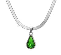FHGSPQWM Collar de lágrima de cristal con colgante de agua, cadena de acero inoxidable, cadena de serpiente para mujeres de moda, cadena colgante de moda, green crystal, como se describe, como se