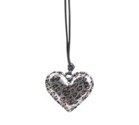 FHGSPQWM Collar de moda para mujer con colgante de corazón y estrella retro con estampado de leopardo, cadena larga ajustable, collar de poliuretano, One Size, como se describe, como se describe