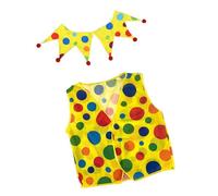 FHGSPQWM Conjunto de payaso profesional que incluye disfraz y accesorios para animadores, ideal para fiestas, tela de poliéster, conjunto completo de traje de payaso para fiesta