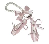 FHGSPQWM Cordón de perlas hecho a mano inspirado en zapatos de ballet con detalle de lazos, correa ajustable, soporte para teléfono celular, solución de viaje y salida, B, Talla única