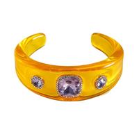 FHGSPQWM Elegante brazalete redondo ajustable con diamantes de imitación de resina ligera joyería de resina, talla única, como se describe