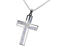 FHGSPQWM Elegante collar con colgante de crucifijo de cristal de acero inoxidable, cadena para el cuello, símbolo de fe, joyería religiosa para hombres y mujeres, Medio, como se describe, como se