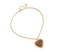 FHGSPQWM Elegante collar con colgante en forma de corazón de leopardo chapado en oro de 18 quilates, joyería ajustable para mujer, collar de joyería de moda para mujer