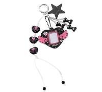 FHGSPQWM Elegante llavero con marco de fotos de corazón, diseño de alas y estrellas, colgante de bolsa de moda para mujeres y niñas, regalo de corazón dulce, Llavero de estrella negra