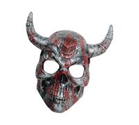 FHGSPQWM Halloween demonios cuernos demonios monstruos terror monstruos enmascarados fiesta cosplay máscaras para mascaradas casas embrujadas decoraciones, Plata envejecida sangre, Talla única