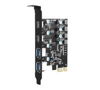 FHGSPQWM Hub PCIE de alta velocidad a USB 3.0 de 4 puertos de escritorio, incluye adaptador PCIe USB-A y tipo C