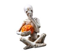 FHGSPQWM Lámpara de mesa de calavera de calabaza brillante para Halloween, lámpara decorativa de resina para interiores y exteriores, decoración festiva, suministros de fiesta de Halloween