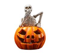 FHGSPQWM Lámpara de mesa de calavera de calabaza brillante para Halloween, lámpara decorativa de resina para interiores y exteriores, decoración festiva, suministros de fiesta de Halloween