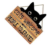 FHGSPQWM Letrero de bienvenida de madera con diseño de gatos, placas colgantes para el hogar, patio, interior y exterior, puerta delantera, pared, ventana, decoración de gatos, recordatorio para