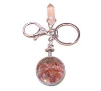 FHGSPQWM Llavero de piedra natural de múltiples diseños con marco de fotos para uso práctico, llavero de piedra natural, Ágata roja, Talla única