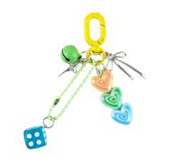 FHGSPQWM Llavero estético, accesorios de campanas encantadoras, corazones, dijes de bolsa, anillos de coche, accesorios para mujeres y niñas, encantadoras campanas, lazos, dados de corazón, Q1805 6