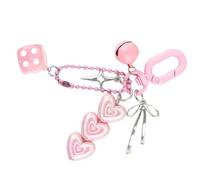 FHGSPQWM Llavero estético, accesorios de campanas encantadoras, corazones, dijes de bolsa, anillos de coche, accesorios para mujeres y niñas, encantadoras campanas, lazos, dados de corazón, Q1805 2