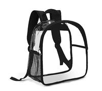 FHGSPQWM Mochila de PVC con bolsillo lateral para paraguas plegable para aventuras al aire libre, mochila transparente, Black, no front pocket