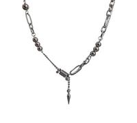 FHGSPQWM Moderno collar de cadena de remache de acero titanio, estilo casual, estilo hip hop, piezas de declaración para hombres de moda, uso diario, casual, punk, remache