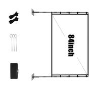 FHGSPQWM Pantalla de proyector premium 16:9 con soportes de metal dobles resistentes, alta reflectividad, cortina de seda de leche, proyección de pantalla ancha