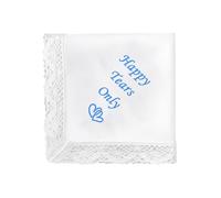 FHGSPQWM Pañuelos blancos bordados de doble capa con ribete de encaje intrincado, pañuelos delicados con bordes de encaje, Solo lágrimas felices, Talla única