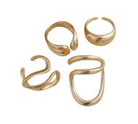 FHGSPQWM Paquete de 4 elegantes accesorios geométricos irregulares para fiestas, bodas, textura de aleación para trajes casuales, joyería de uso casual, One Size, como se describe, como se describe