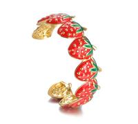FHGSPQWM Pulsera de acero inoxidable ajustable con diseño de fresa vibrante y diseño de goteo, para combinar con tu atuendo diario, accesorio de muñeca para fiesta casual, talla única, como se