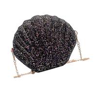 FHGSPQWM Unique Shell Designs - Bolso de noche de piel sintética con purpurina, bolso cruzado para mujer que busca accesorios de moda con purpurina, Black