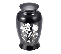 FHGSPQWM Urna conmemorativa de metal para cenizas de mascotas, cremación con patrón elegante y tapa de almacenamiento segura para recuerdos perdidos