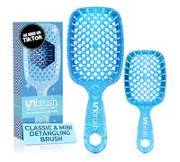 FHI Heat - Juego combinado de cepillos desenredantes UNbrush Original & Mini, para todo tipo de cabello húmedo/seco, cepillo desenredante antiestático DuoFlex y ventilado para un peinado sin dolor