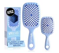 FHI Heat - Juego combinado de cepillos desenredantes UNbrush Original & Mini, para todo tipo de cabello húmedo/seco, cepillo desenredante antiestático DuoFlex y ventilado para un peinado sin dolor