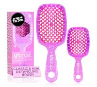 FHI Heat - Juego combinado de cepillos desenredantes UNbrush Original & Mini, para todo tipo de cabello húmedo/seco, cepillo desenredante antiestático DuoFlex y ventilado para un peinado sin dolor