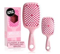FHI HEAT UNbrush and UNbrush - Mini cepillo desenredante ventilado húmedo y seco, peonía rosa claro