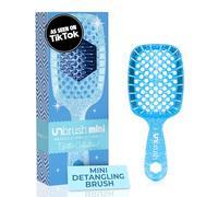 FHI Heat UNbrush - Mini cepillo desenredante para cepillar sin dolor en todo tipo de cabello húmedo o seco, cerdas antiestáticas Duoflex duraderas, mango ligero, mini cepillo de pelo ventilado, azul