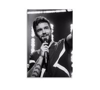 FHILTNMWC Liam Poster Payne Singer - Póster minimalista de música vintage con marco de madera, marco de madera para el hogar, dormitorio, garaje, Art Deco de 30 x 45 cm, estilo sin marco