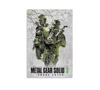 FHILTNMWC Póster de metal de Gear Solid Action-Adventure Stealth Retro Video Game, póster enmarcado en lienzo con marco de madera para el hogar, dormitorio, garaje, Art Deco de 30 x 45 cm, estilo sin