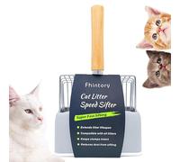 Fhintory Cat Litter Shovel, Pala Arenero Gato con Supporto, Pala Arenero Gato Aglomerante, Distancia del Agujero 7mm, Pala Arena Gatos con Mango de Madera, Se Limpia Muy rápido la Arena con Esta Pala