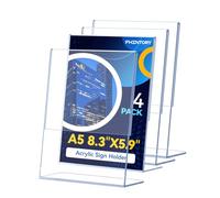 Fhintory expositor metacrilato A5，4 Piezas Soporte de Sobremesa Transparente Forma de L, expositor sobremesa para Restaurantes, Hotel, Tienda