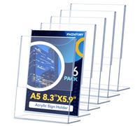 Fhintory expositor metacrilato A5，6 Piezas Soporte de Sobremesa Transparente Forma de L, expositor sobremesa para Restaurantes, Hotel, Tienda