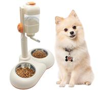 Fhiny Botella de agua para perros con soporte, dispensador automático ajustable de doble tazón, comida de agua para perrera, a prueba de fugas, sin goteo, botella de agua lenta para cachorros de