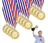 Fhioevt 12 Piezas Medallas Niños Medalla de Metal Doradas Medallas Premios con Cintas Oro Medallas Gold Medal Medaille para Niños Adultos Juegos Escolares Partidos de Fútbol Competiciones Deportivas