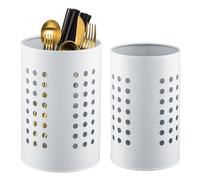 Fhioevt 2 Piezas Bote Utensilios Cocina Blanco Porta Utensilios de Cocina de Acero Inoxidable Escurre Cubiertos Soporte Utensilios Cocina Redondo Escurridor Cubiertos Bote para Cajones Encimeras