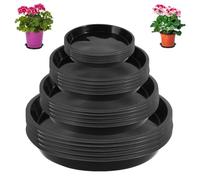 Fhioevt 20 Piezas Platillos para Plantas Plato Maceta Redondo 11/15/18/21cm Platos para Macetas Plastico Posavasos para Macetas Jardín Plantas Bandejas para Interior Exterior Balcón (Negro)