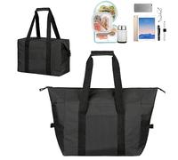 Fhioevt 20L Bolsa Termica Plegable Nevera Portatil Bolsa Isotermica Porta Alimentos Nevera Bolsa Nevera Neveras Portatiles Nevera Frio Nevera Playa con Aislamiento para Compras,Picnic,Camping (Negro)