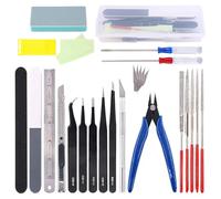Fhioevt 24 Piezas Kit de Herramientas Modelismo para Gundam Model Kit con Caja de plástico, Maquetas Construcción de Pasatiempos Herramientas Básicas de Modelador para Reparación y Fijación