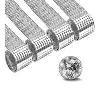 Fhioevt 4 Rolls 5856 Pegatinas para Espejos Azulejos Mosaico Cristal Azulejos de Espejo Cuadrados Pegatinas de Mosaico Autoadhesivas de Mosaicos de Espejo para Decoración de Manualidades (5 x 5mm)